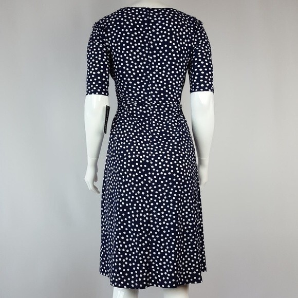 NEW Jones Wear Navy Polkadot Dress - Picture 3 of 8